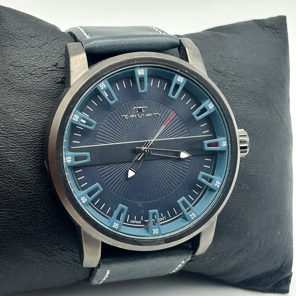 Tavan Men’s Black Case Japan Movement Analog Quartz Watch Working New Battery